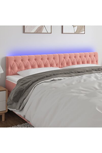 Concept Tăblie de pat cu LED, roz, 200x7x78/88 cm, catifea