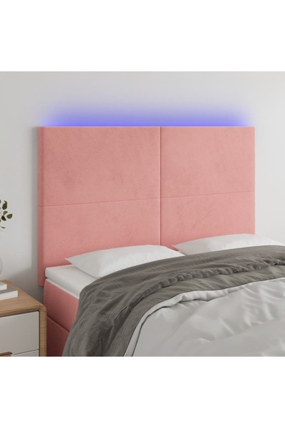 Concept Tăblie de pat cu LED, roz, 144x5x118/128 cm, catifea