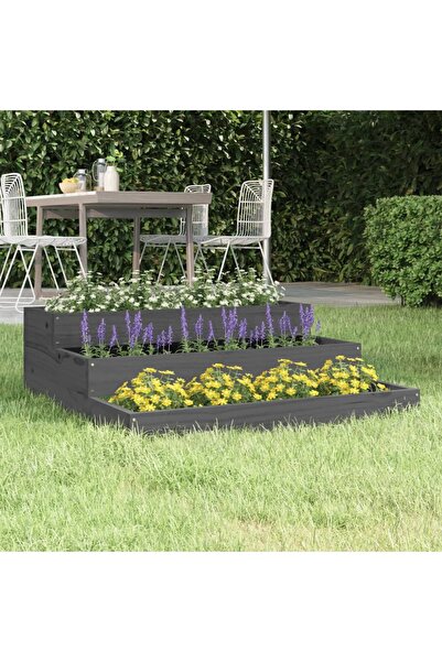 Concept Γλάστρα, γκρι, 78x78x27 cm, μασίφ ξύλο πεύκου