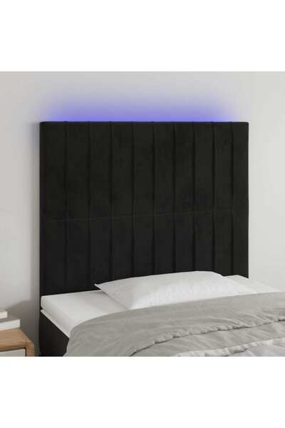 Concept Tăblie de pat cu LED, negru, 90x5x118/128 cm, catifea