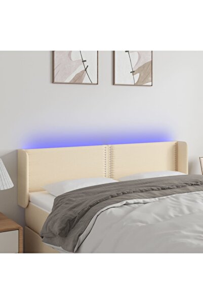 Concept Tăblie de pat cu LED, crem, 147x16x78/88 cm, textil