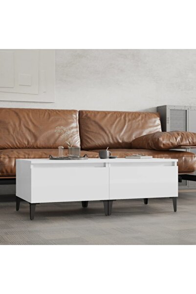 Concept Βοηθητικά τραπεζάκια 2 τεμ. γυαλιστερό λευκό 50x46x35 εκ. σύνθετο ξύλο