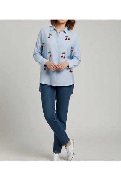 Lavanta Tekstil Cherry Vual Fabric Shirt