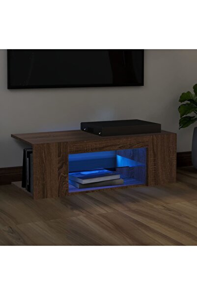 Concept Comodă TV cu lumini LED, stejar maro, 90x39x30 cm