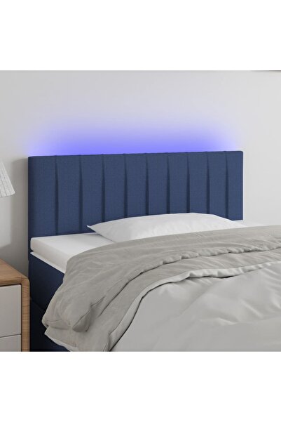 Concept Tăblie de pat cu LED, albastru, 90x5x78/88 cm, textil