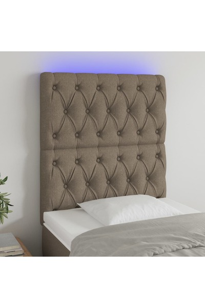 Concept Tăblie de pat cu LED, gri taupe, 80x7x118/128 cm, textil