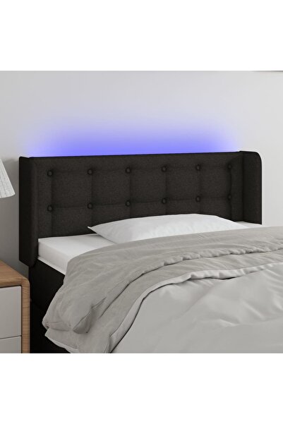 Concept Tăblie de pat cu LED, negru, 83x16x78/88 cm, textil