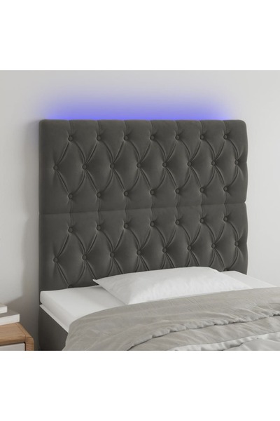 Concept Tăblie de pat cu LED, gri închis, 100x7x118/128 cm, textil