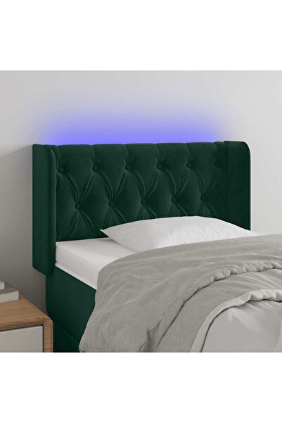 Concept Tăblie de pat cu LED, verde închis, 83x16x78/88 cm, catifea