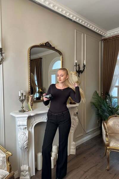 lizge giyim Belted Straight Cut Pants