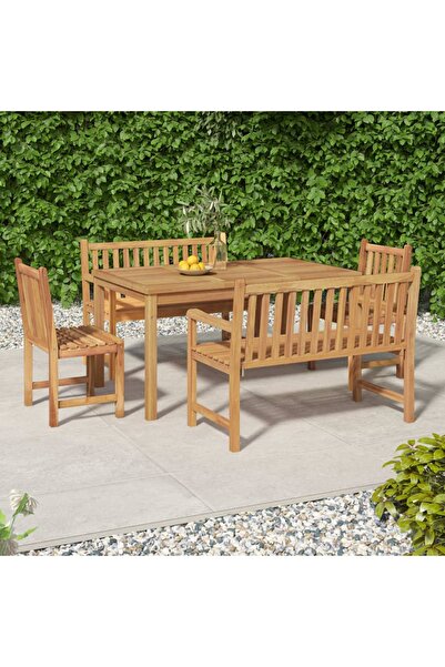 Concept Σετ τραπεζαρίας κήπου, από μασίφ ξύλο τικ, 5 τεμάχια