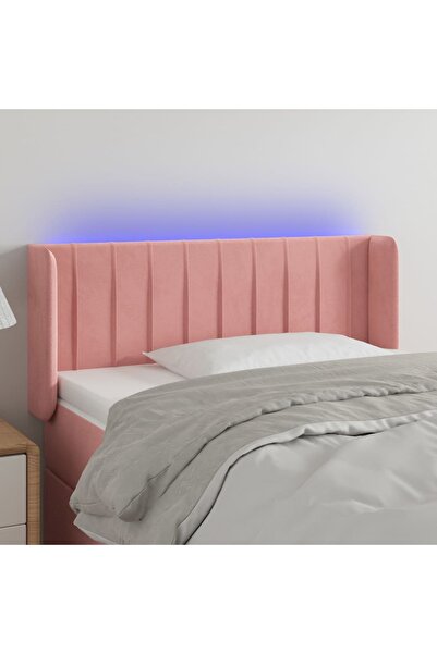 Concept Tăblie de pat cu LED, roz, 83x16x78/88 cm, catifea