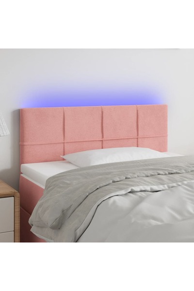 Concept Tăblie de pat cu LED, roz, 90x5x78/88 cm, catifea