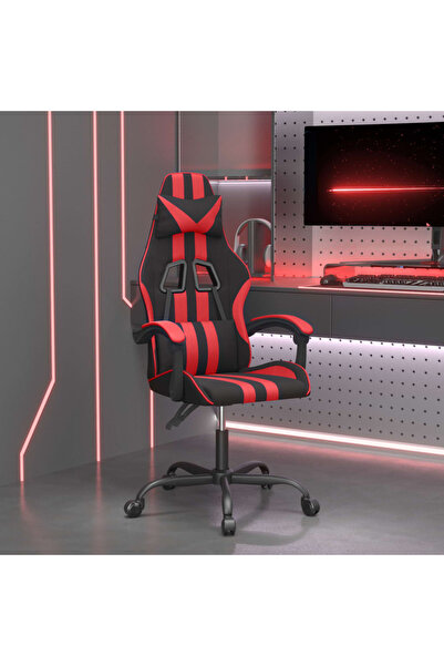 Concept Scaun de gaming pivotant, negru și roșu, piele ecologică