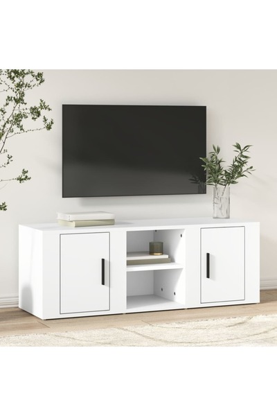 Concept Comodă TV, alb, 100x31,5x35 cm, lemn prelucrat