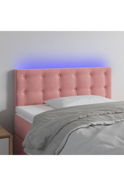 Concept Tăblie de pat cu LED, roz, 90x5x78/88 cm, catifea