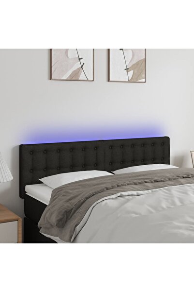 Concept Tăblie de pat cu LED, negru, 144x5x78/88 cm, textil