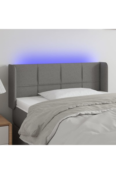 Concept Tăblie de pat cu LED, gri închis, 83x16x78/88 cm, textil