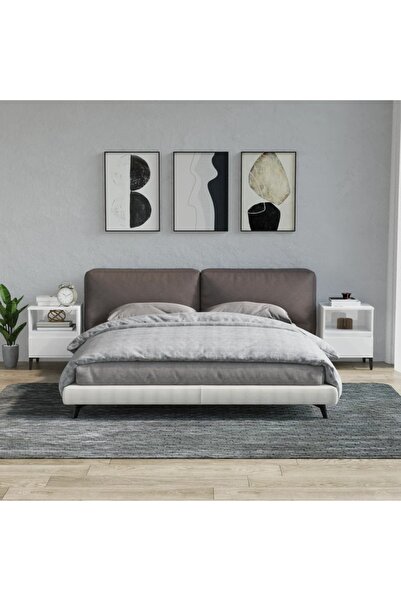 Concept Noptiere, 2 buc., alb extralucios, 40x35x50 cm