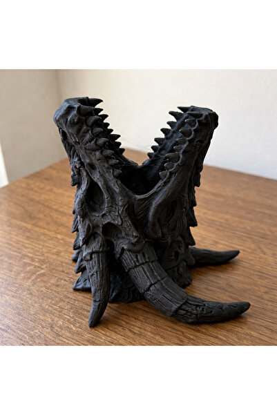 İKONİXPET Ejderha Kafası Kalemlik Dragon Skull Masaüstü Dekor Fantastik Organ...