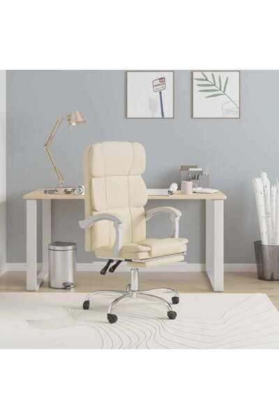 Concept Ανακλινόμενη καρέκλα γραφείου, κρεμ, οικολογικό Δερμάτινο