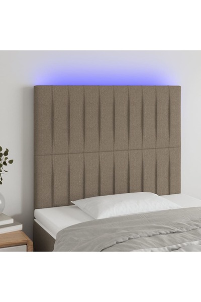 Concept Tăblie de pat cu LED, gri taupe, 80x5x118/128 cm, textil