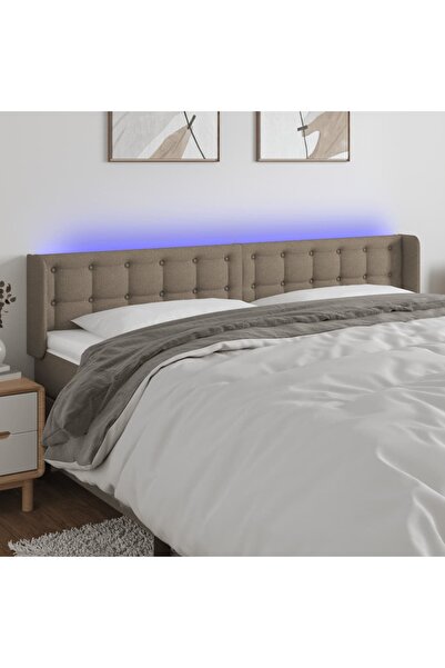 Concept Tăblie de pat cu LED, gri taupe, 183x16x78/88 cm, textil