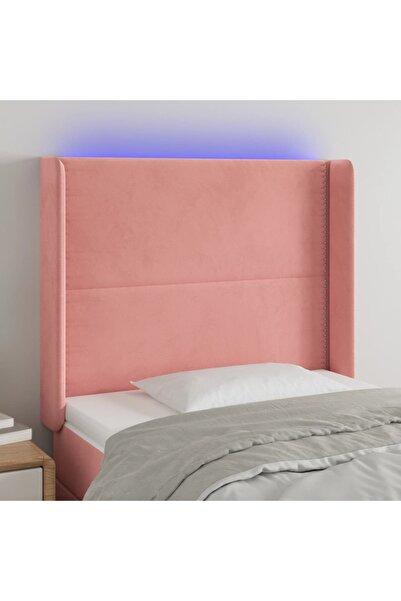 Concept Tăblie de pat cu LED, roz, 103x16x118/128 cm, catifea