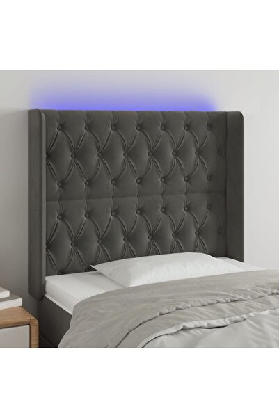 Concept Κεφαλάρι LED, σκούρο γκρι, 93x16x118/128 cm, Βελούδο