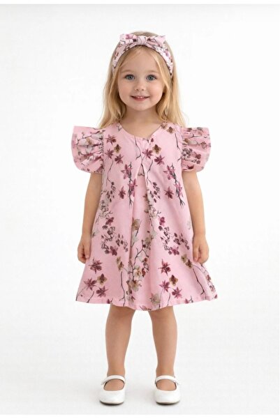BEGONYA BEBECE KIDS Girl's Bandana Floral Printed Dress Girl's Summer Dress