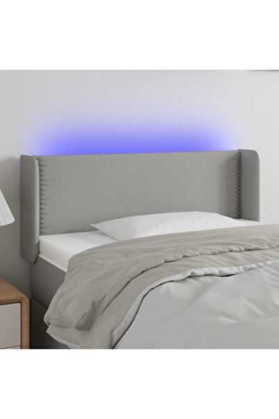 Concept Tăblie de pat cu LED, gri deschis, 83x16x78/88 cm, textil