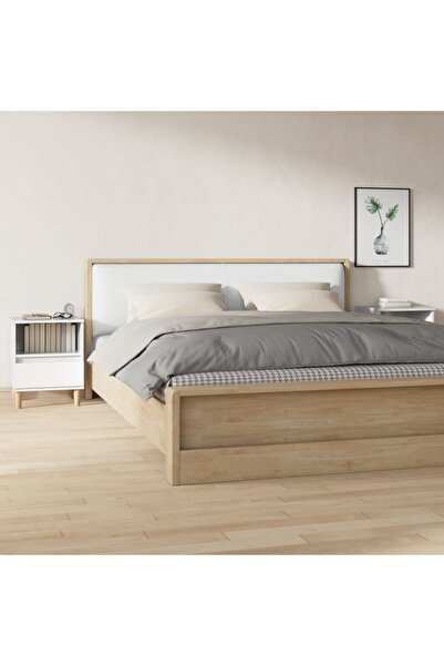 Concept Κομοδίνα, 2 τεμ., γυαλιστερό λευκό, 40x35x50 εκ.