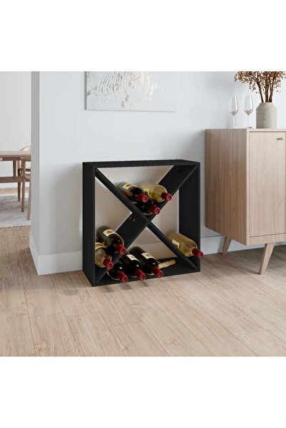 Concept Dulap de vinuri, negru, 62x25x62 cm, lemn masiv de pin