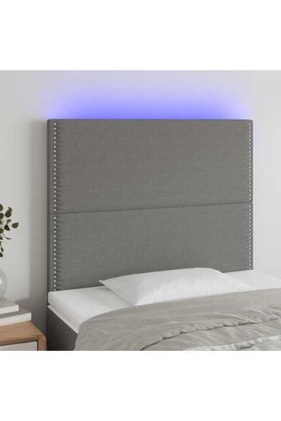 Concept Tăblie de pat cu LED, gri închis, 90x5x118/128 cm, textil
