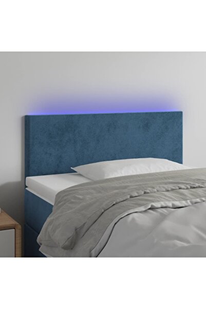 Concept Tăblie de pat cu LED, albastru închis, 100x5x78/88 cm, catifea