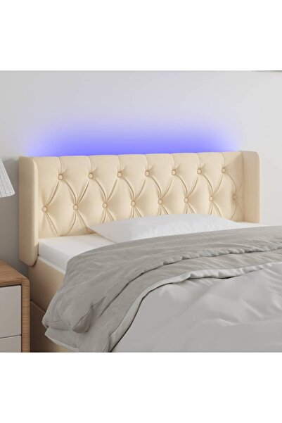 Concept Tăblie de pat cu LED, crem, 93x16x78/88 cm, textil