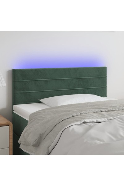 Concept Tăblie de pat cu LED, verde închis, 80x5x78/88 cm, catifea