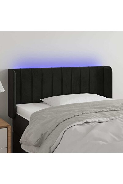 Concept Tăblie de pat cu LED, negru, 103x16x78/88 cm, catifea