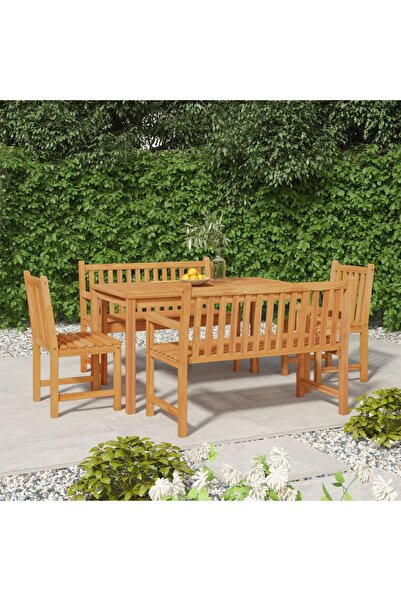 Concept Σετ τραπεζαρίας κήπου, από μασίφ ξύλο τικ, 5 τεμάχια