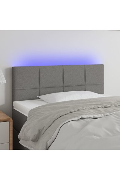 Concept Tăblie de pat cu LED, gri închis, 100x5x78/88 cm, textil