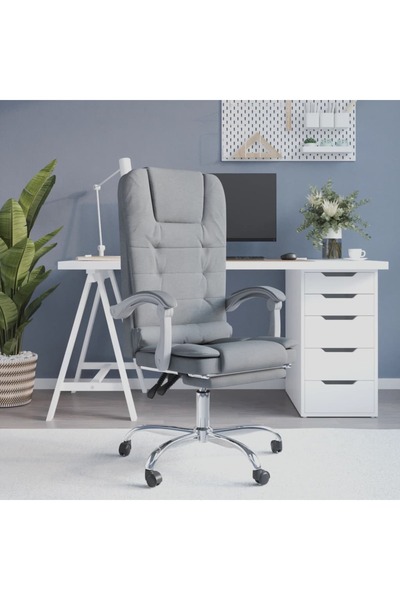 Concept Ανακλινόμενη καρέκλα γραφείου με δυνατότητα μασάζ, ανοιχτό γκρι, ύφασμα