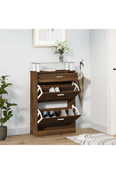 Concept Pantofar, stejar maro, 63x24x104 cm, lemn prelucrat