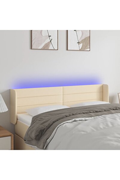 Concept Tăblie de pat cu LED, crem, 147x16x78/88 cm, textil