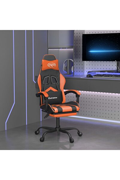 Concept Περιστρεφόμενη καρέκλα gaming/υποπόδιο μαύρο/πορτοκαλί Δερμάτινο