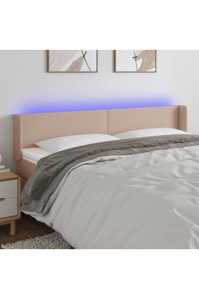 Concept Tăblie de pat cu LED, cappuccino 163x16x78/88cm piele ecologică