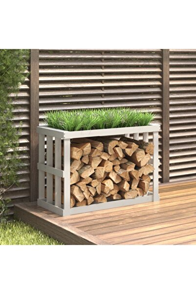 Concept Εξωτερική βάση για κορμούς, λευκή, 108x52x74 cm, μασίφ ξύλο πεύκου