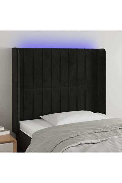 Concept Tăblie de pat cu LED, negru, 103x16x118/128 cm, catifea