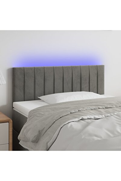 Concept Tăblie de pat cu LED, gri deschis, 90x5x78/88 cm, catifea
