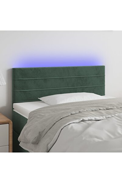 Concept Tăblie de pat cu LED, verde închis, 100x5x78/88 cm, catifea
