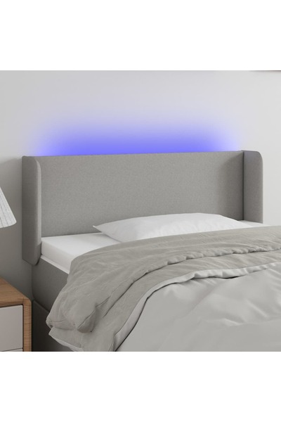 Concept Tăblie de pat cu LED, gri deschis, 103x16x78/88 cm, textil